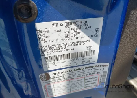 2010 Ford F-150 Fx2 Sport/Harley-Davidson/King Ranch/Lariat/Platinum/Xl/Xlt from USA, damaged, VIN 1FTFW1CV5AKB86095